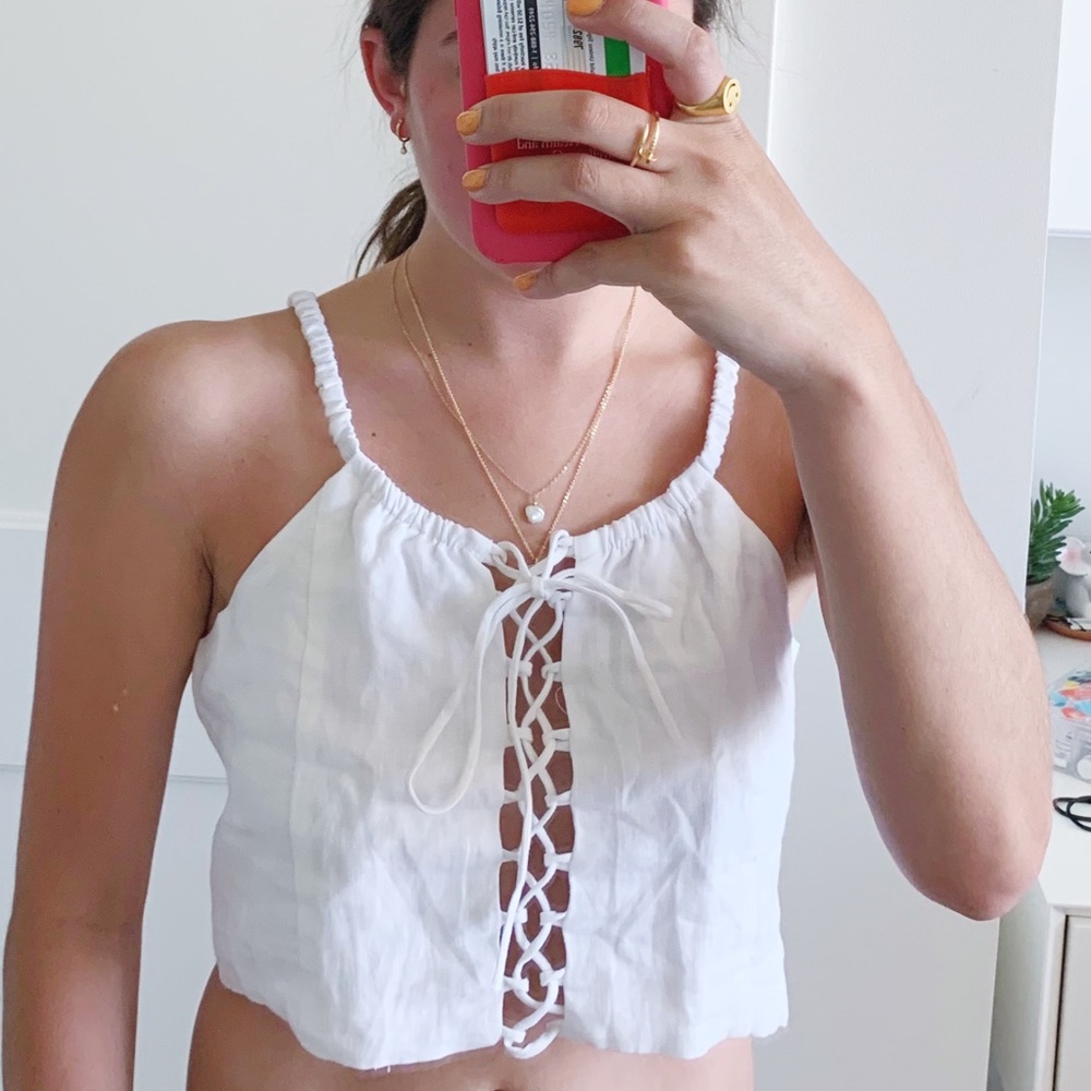 LF LINEN SUMMER CROP TOP